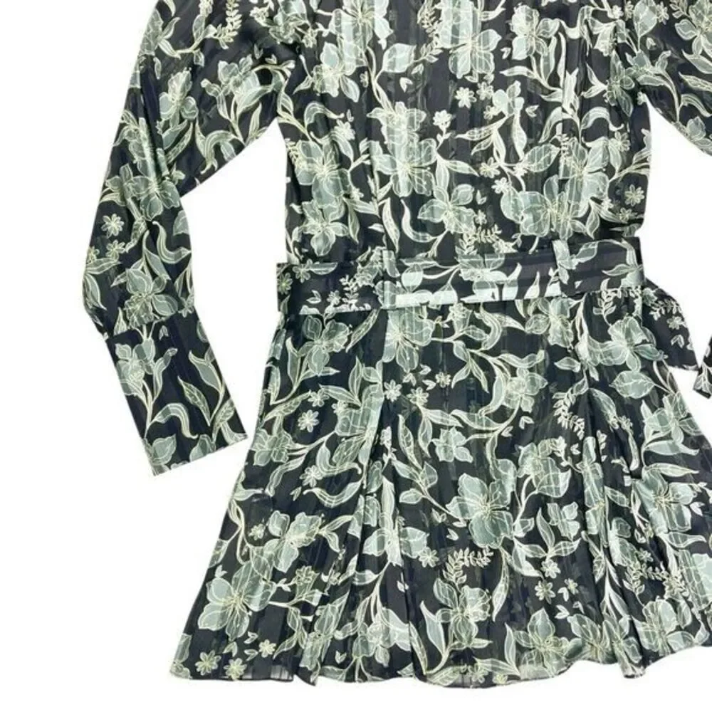 Reiss Women Larissa Mini Dress 6 Floral Belted Long Sleeve Event Party Easter